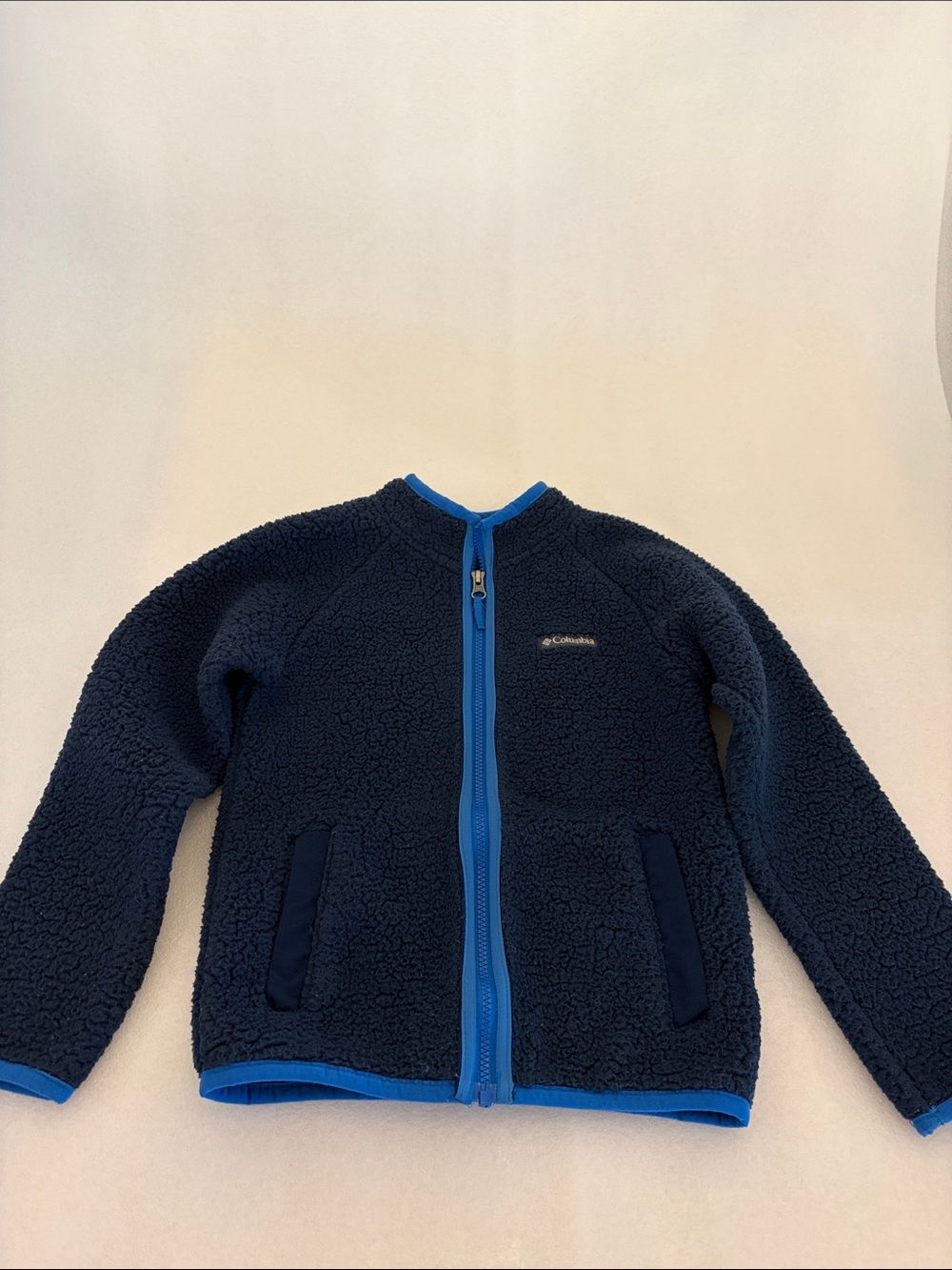 Columbia Navy Kids Fleece Jacket with Bright Blue Trim